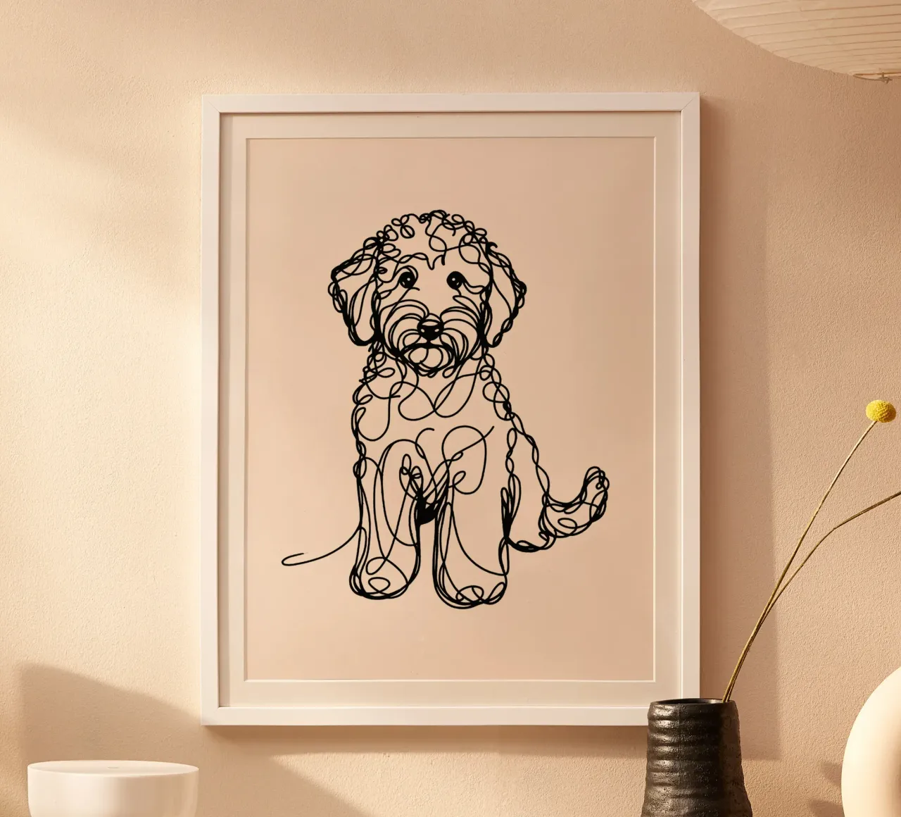 Labradoodle Dibujo Line Art - Beige hahnemühle de WijdevenDesign