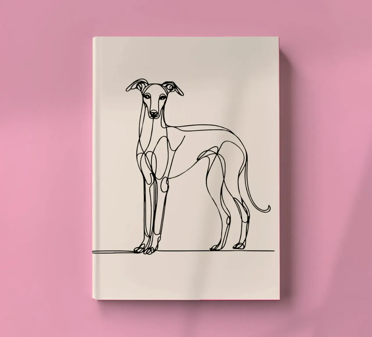 Greyhound Line Art Drawing – Beige notebook by WijdevenDesign