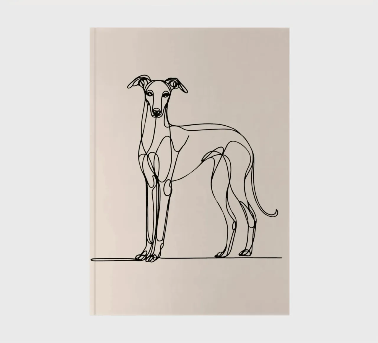 Greyhound Line Art Drawing – Beige notebook by WijdevenDesign