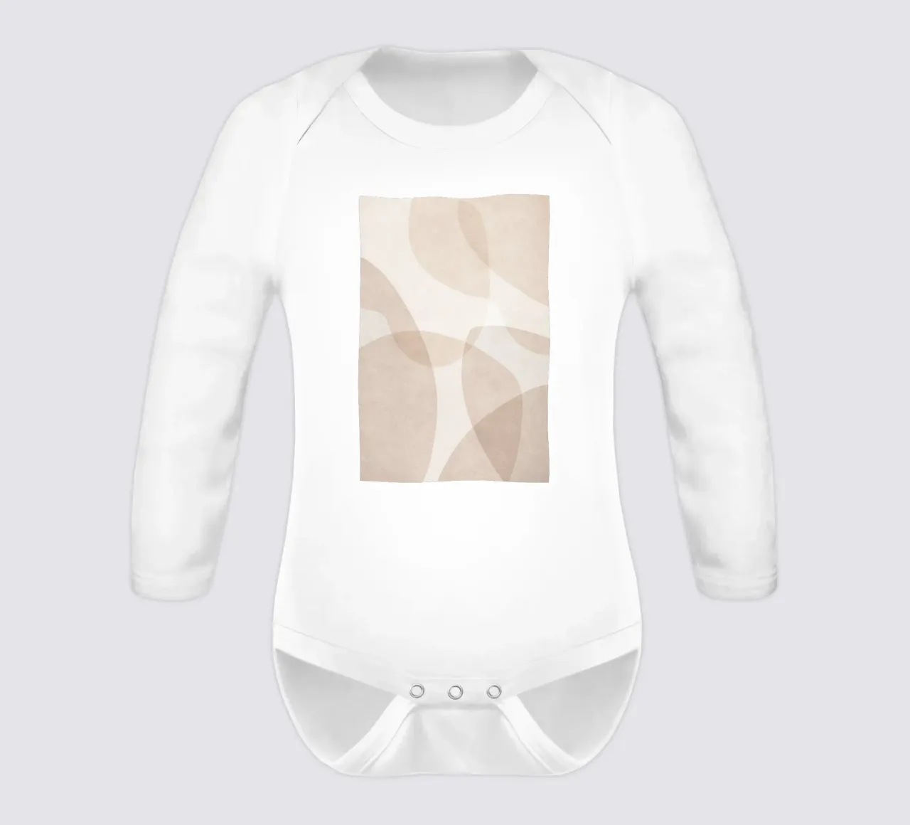 Abstract Beige and Light Brown Layered Shapes long-sleeve baby romper by Melloi Art Print