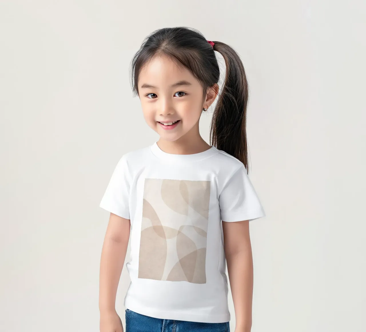 Abstract Beige and Light Brown Layered Shapes kids t-shirt by Melloi Art Print