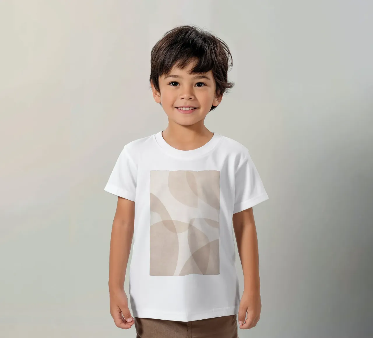 Abstract Beige and Light Brown Layered Shapes kids t-shirt by Melloi Art Print