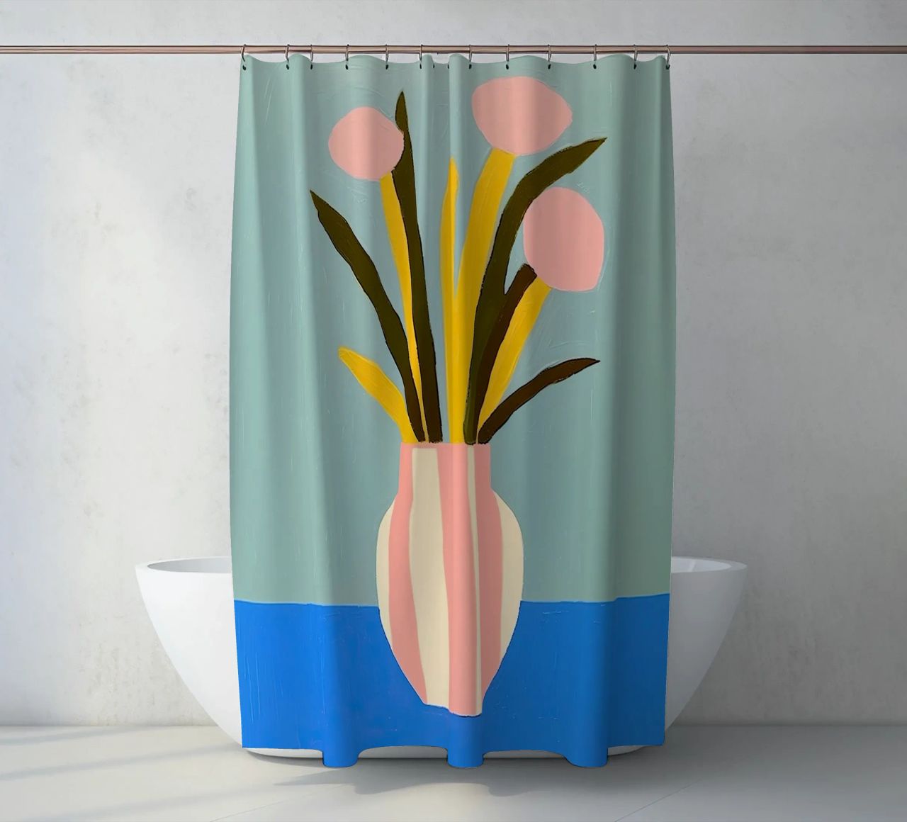 Vaso di fiori ispirato a Henri Matisse tenda da doccia da Euphoria Theresa