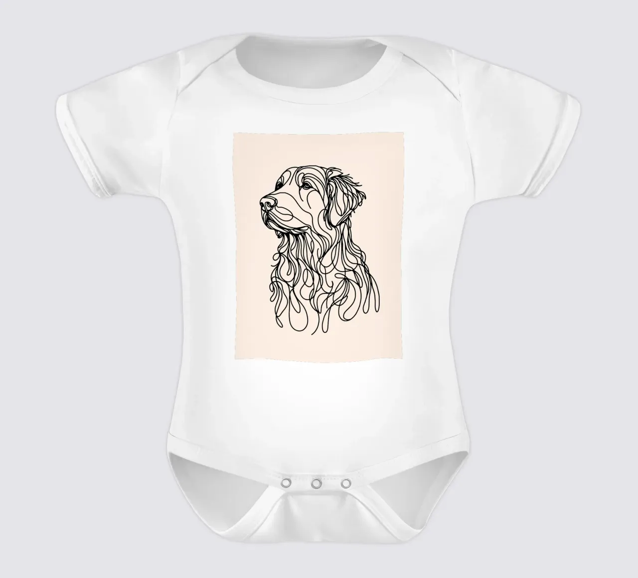 Disegno lineare del Golden Retriever - Beige body neonato maniche corte da WijdevenDesign