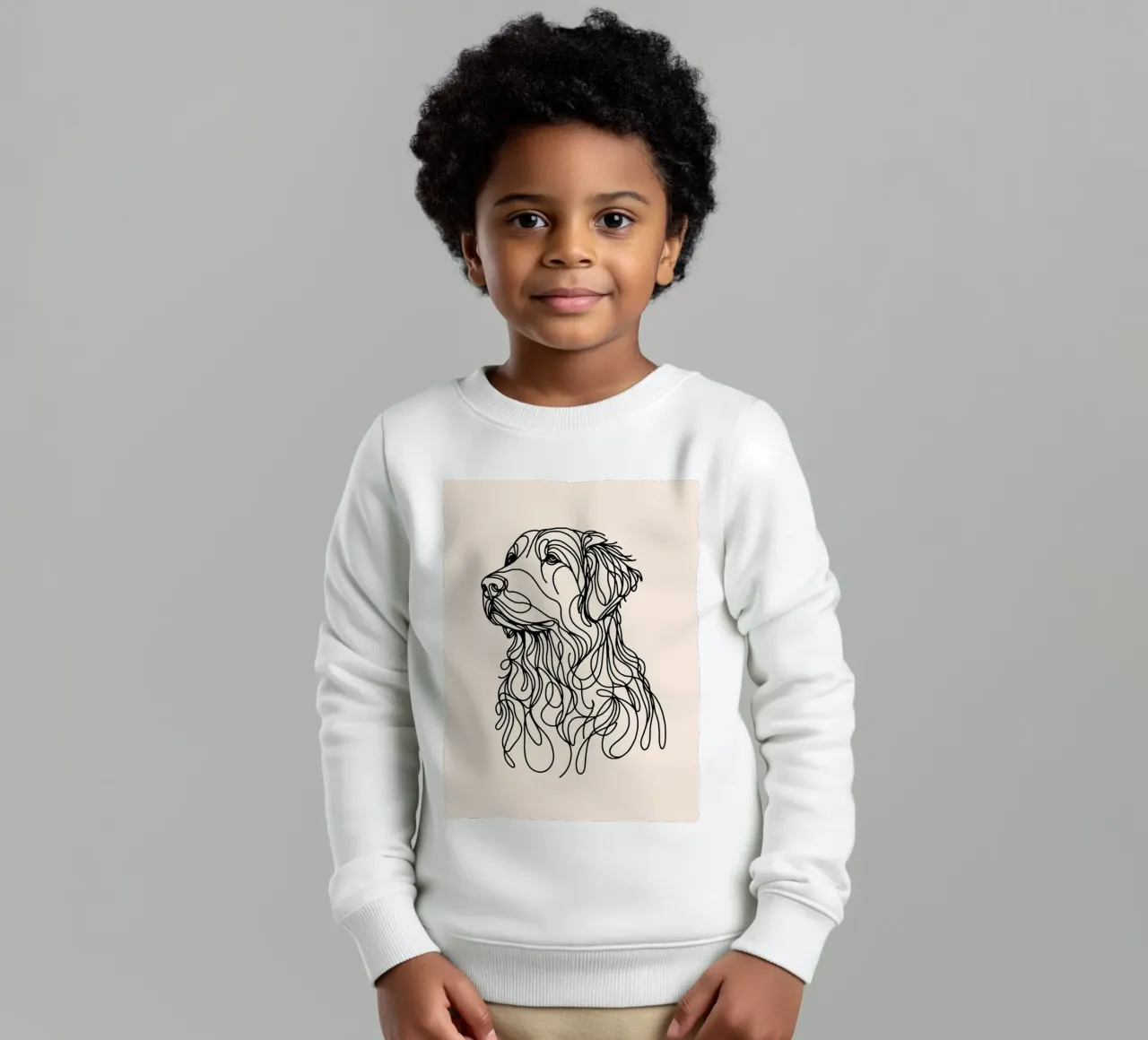 Disegno lineare del Golden Retriever - Beige felpa bambino da WijdevenDesign