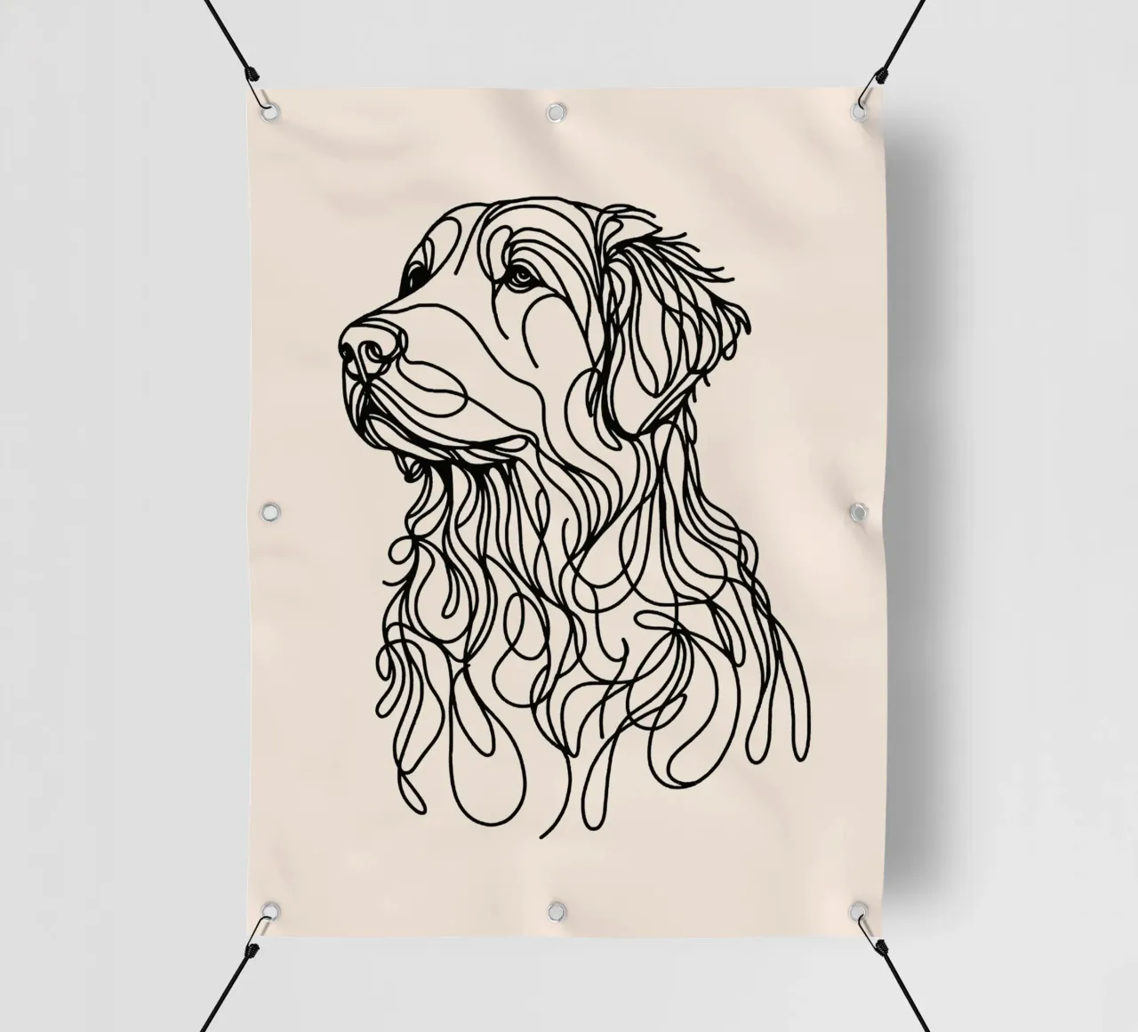Disegno lineare del Golden Retriever - Beige telo in pvc da WijdevenDesign