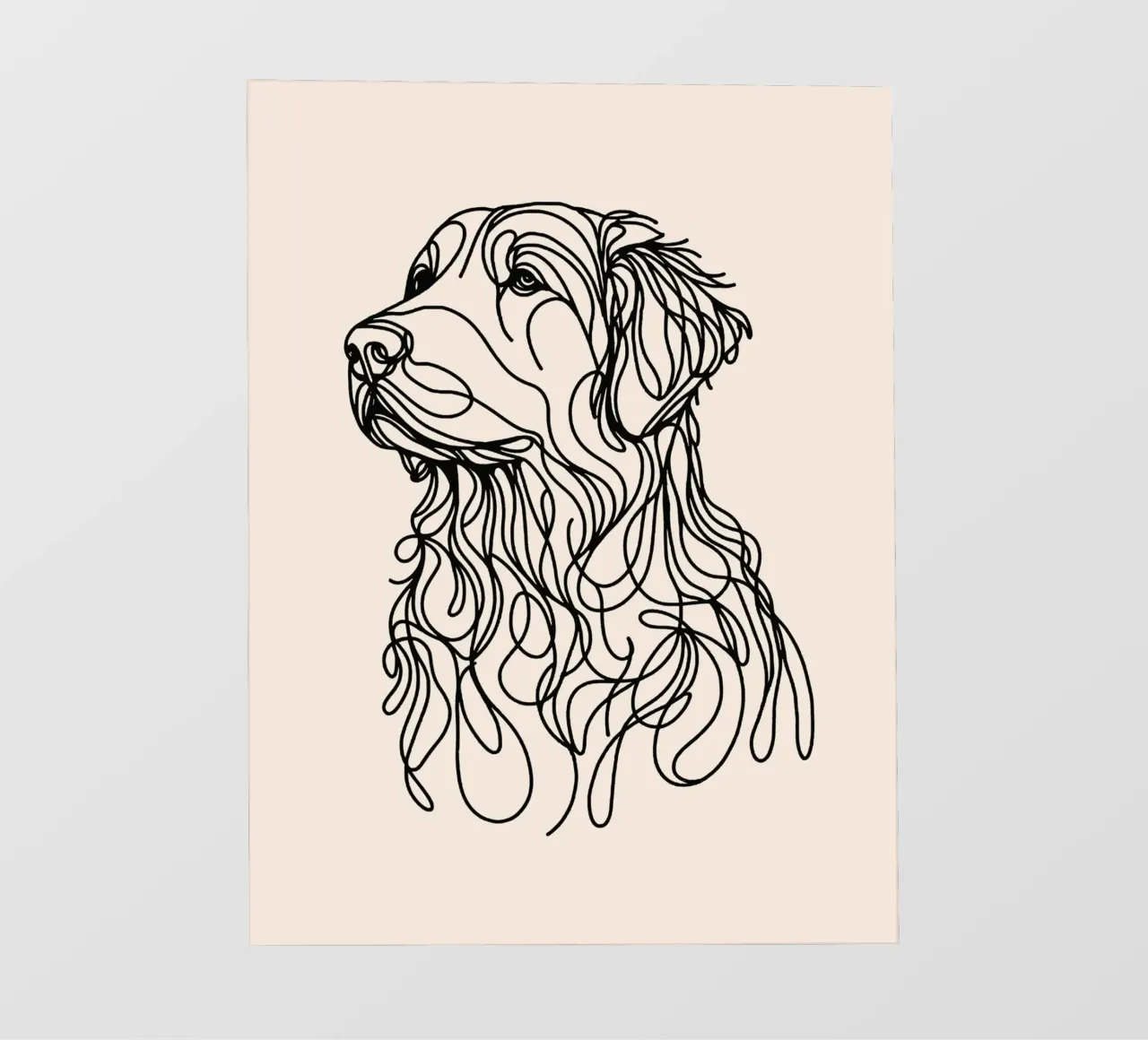 Disegno lineare del Golden Retriever - Beige telo in pvc da WijdevenDesign