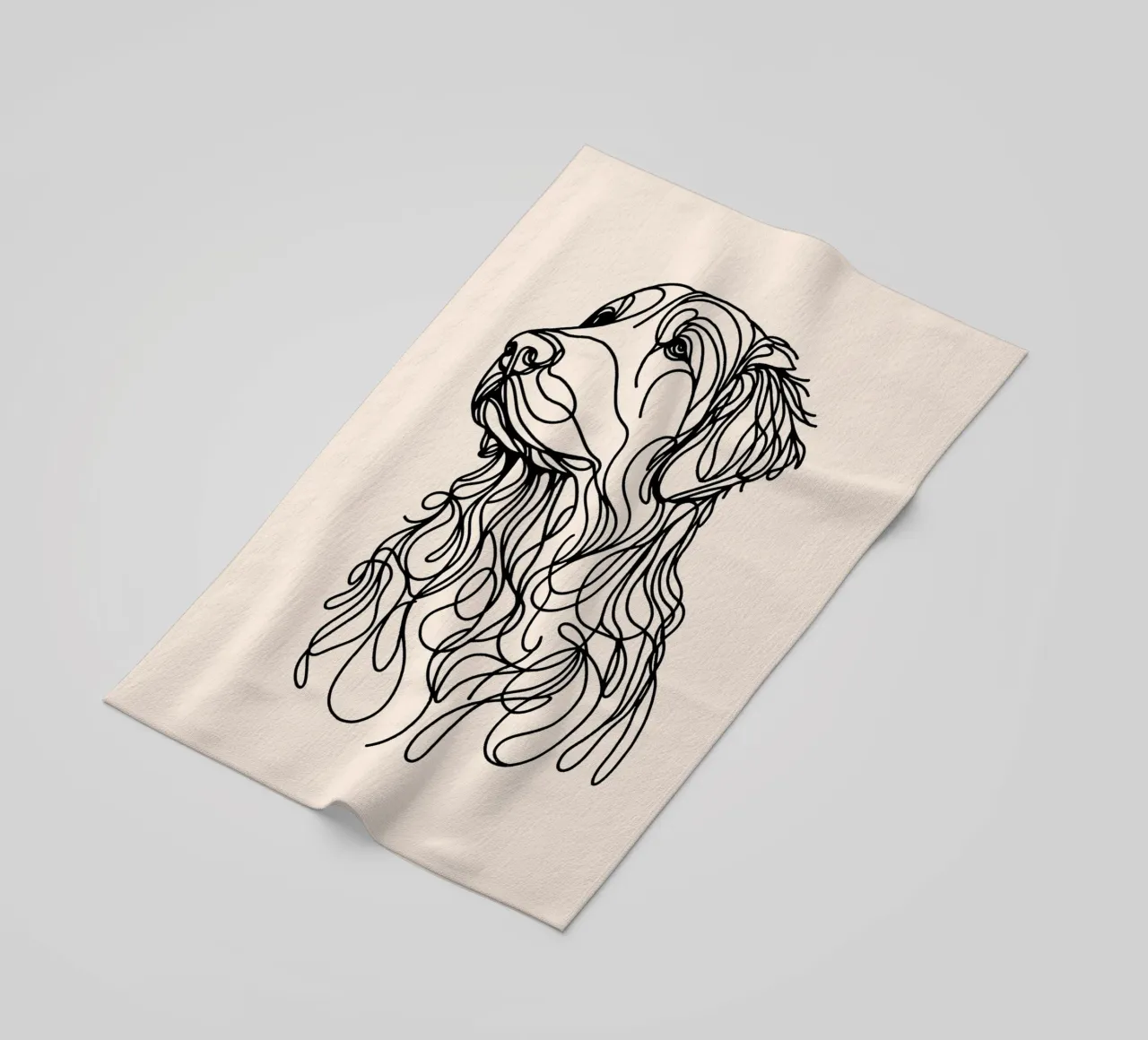 Disegno lineare del Golden Retriever - Beige telo mare da WijdevenDesign