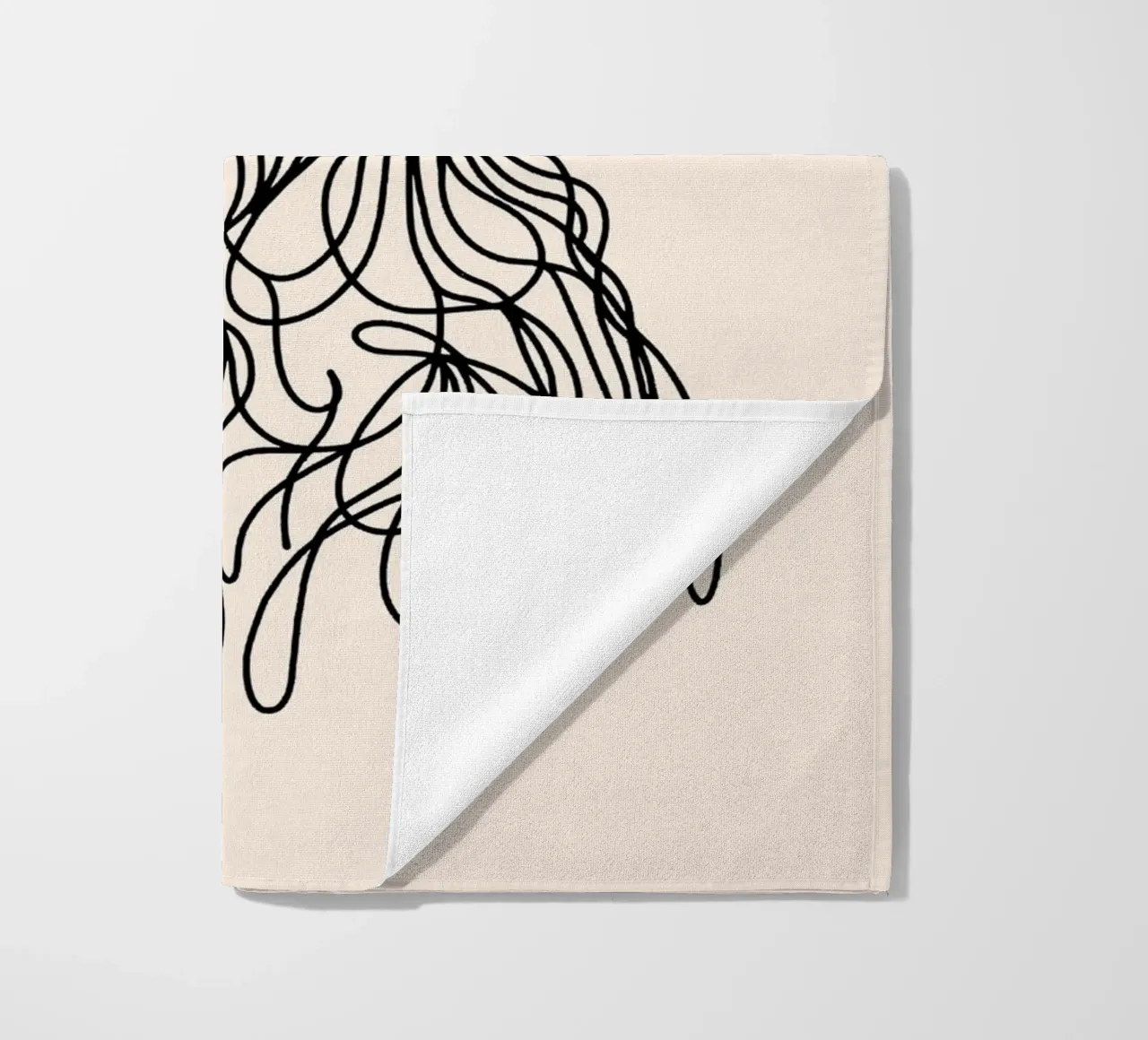 Disegno lineare del Golden Retriever - Beige telo mare da WijdevenDesign