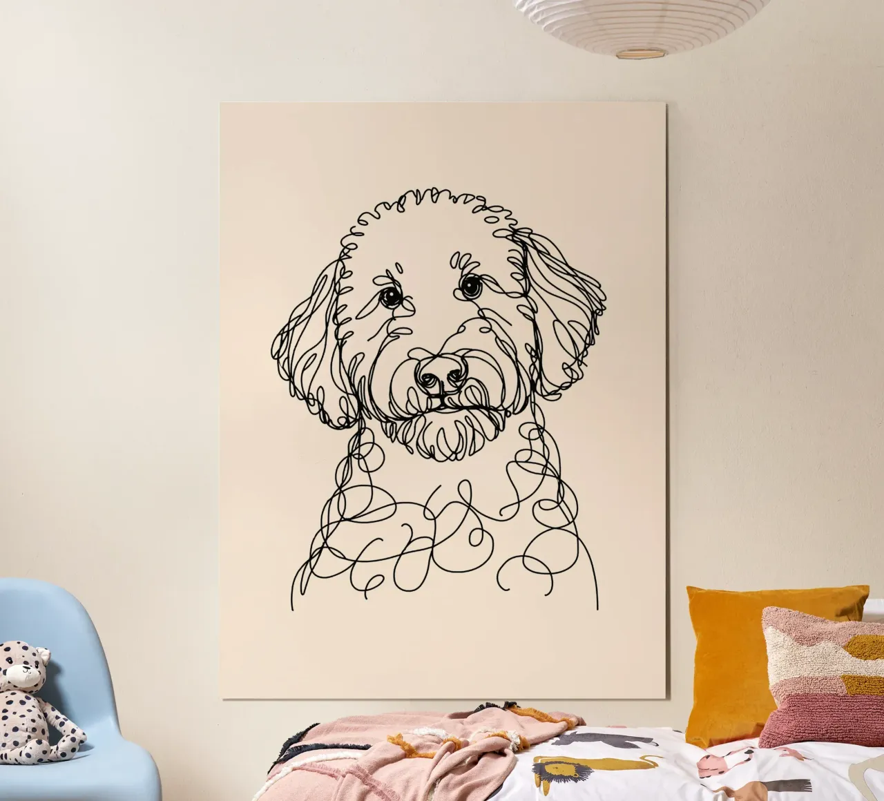 Dibujo Line Art Garabato Dorado - Beige hahnemühle de WijdevenDesign