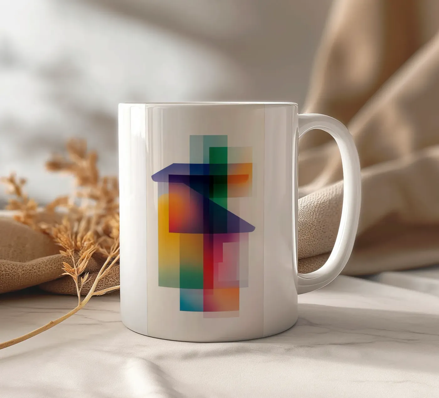 Abstract geometric composition ceramic mug by Geometric