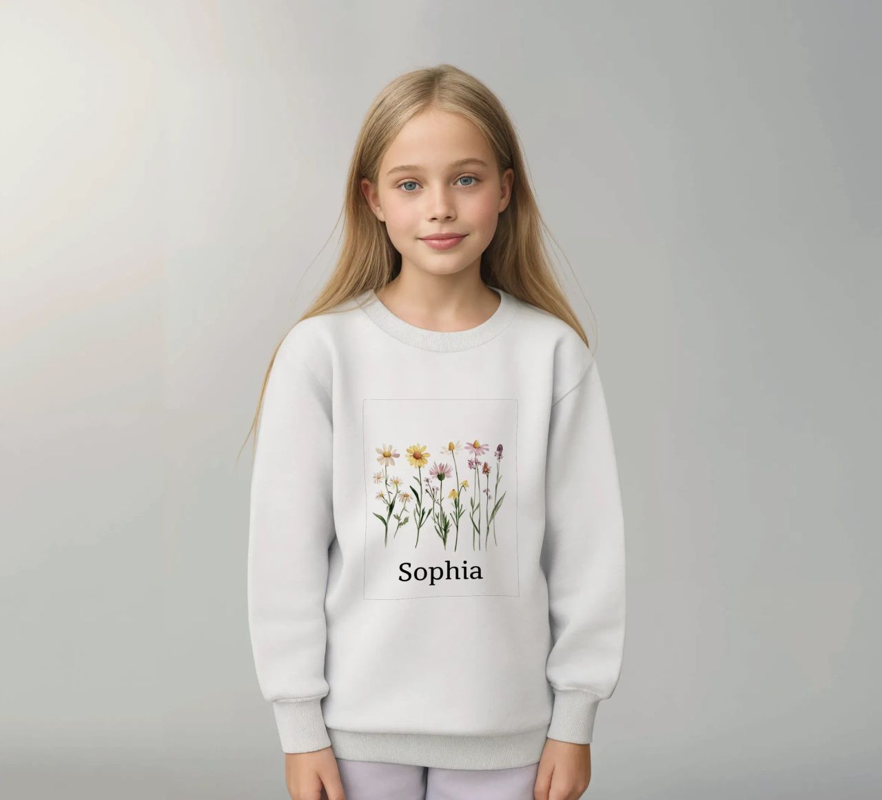 Fleurs sauvages pastel sweat enfant de Olga Wildrose
