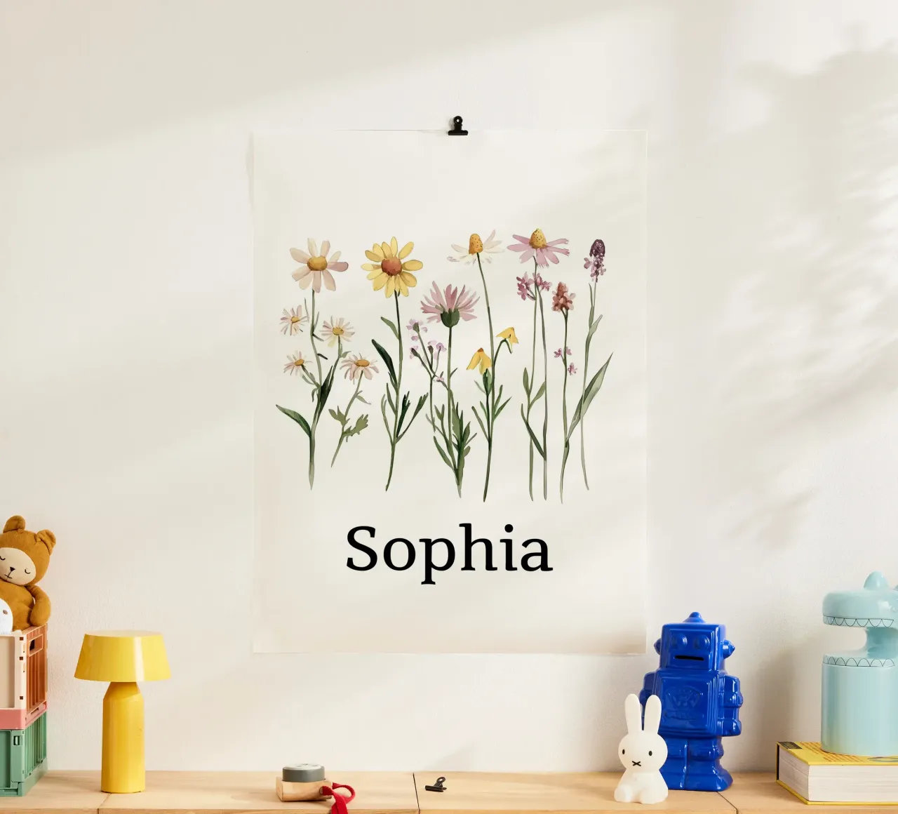 Pastel Wildflowers poster with aluminum frame by IamHomeStudio