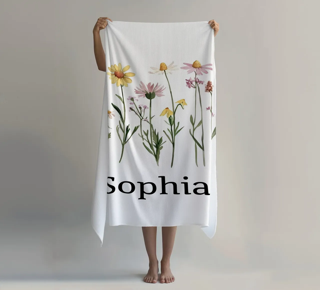 Pastel Wildflowers beach towel by IamHomeStudio