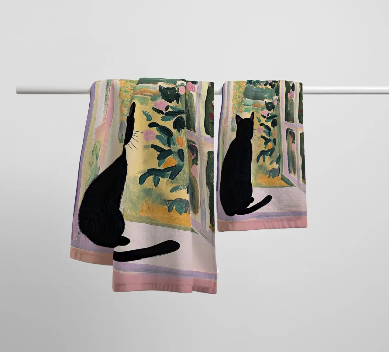 Cat at the window, Matisse inspired towel by Euphoria Theresa