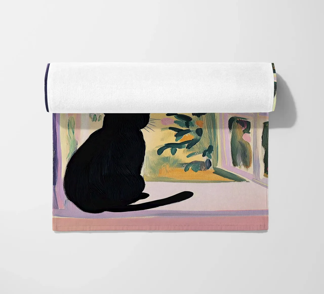 Cat at the window, Matisse inspired beach towel by Euphoria Theresa