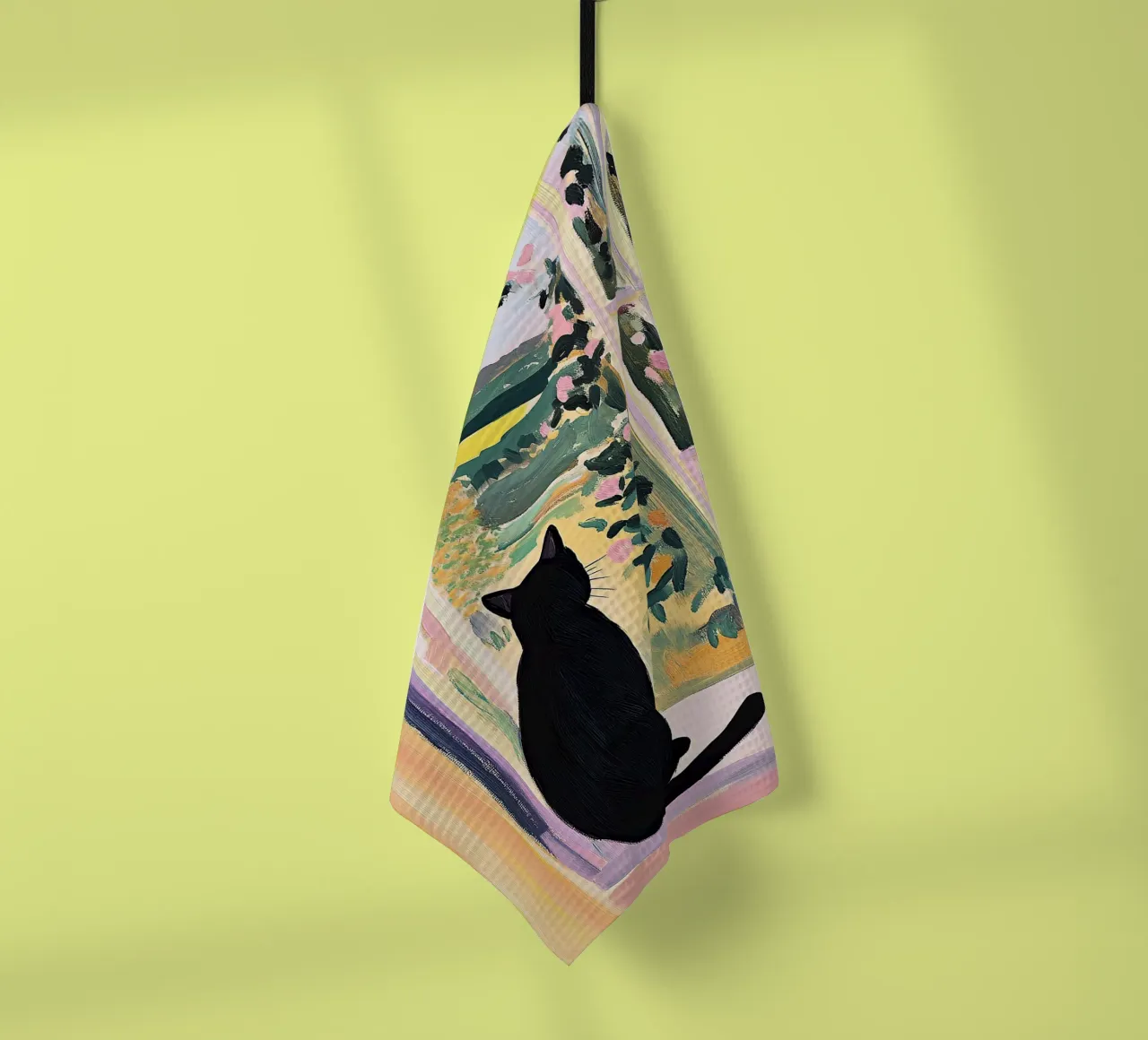 Chat à la fenêtre, inspiré par Matisse torchon de Euphoria Theresa