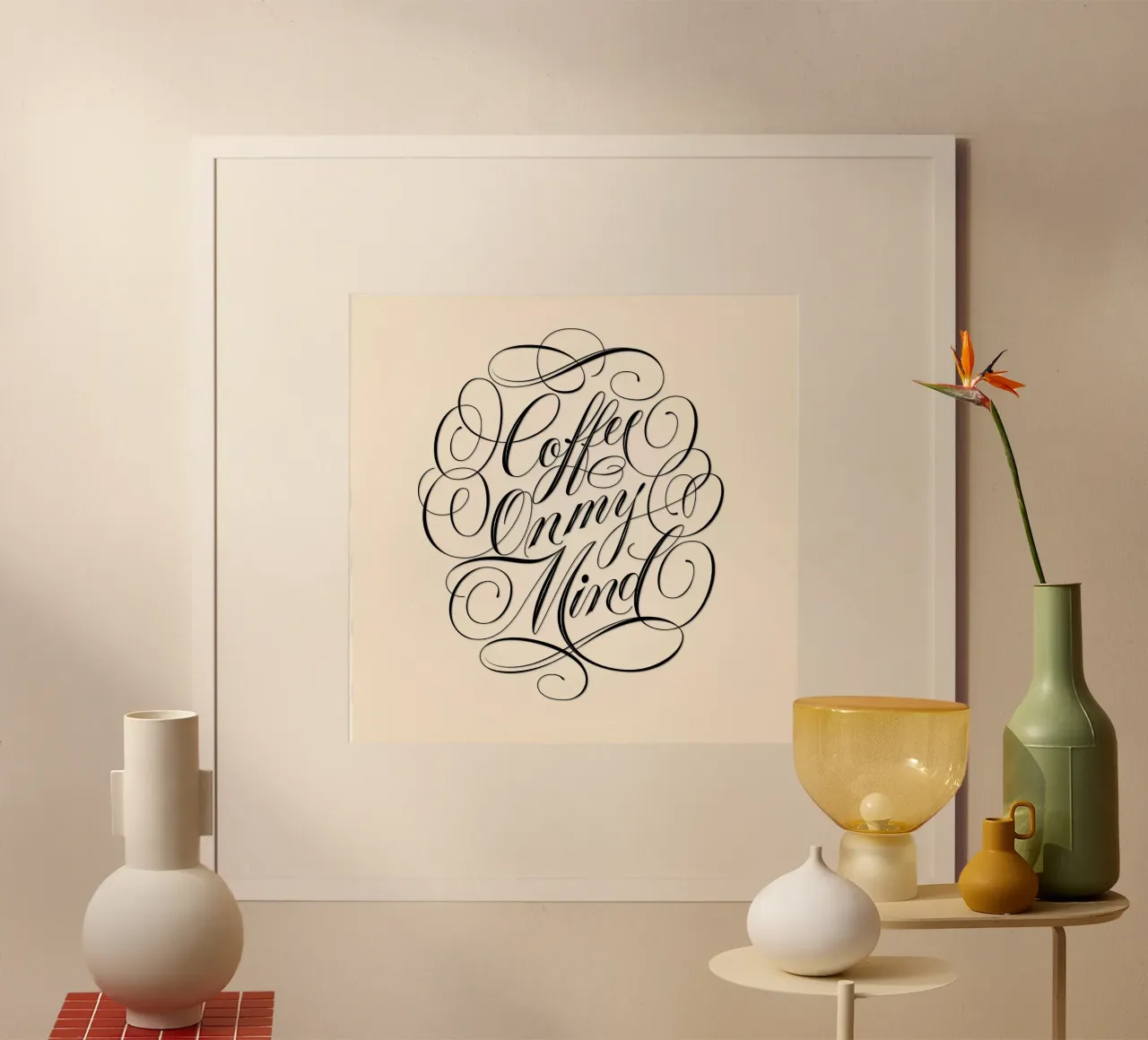 Coffee On My Mind poster con telaio in plastica da CalliLetters