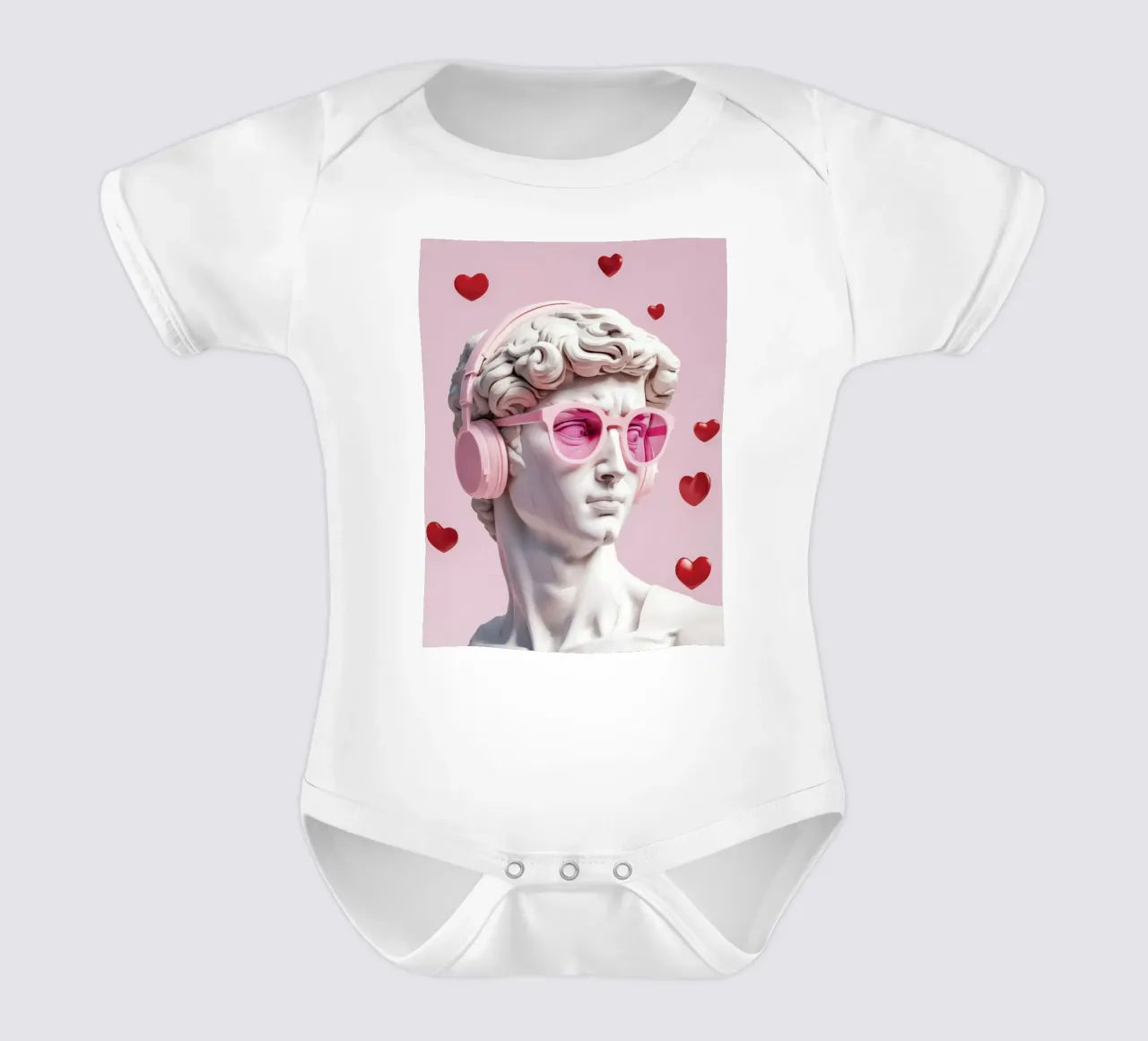 L'amore classico incontra quello moderno: Pink Pop David body neonato maniche corte da Modern Muse