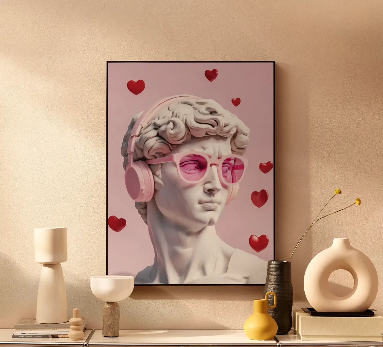 L'amore classico incontra quello moderno: Pink Pop David alluminio dibond da Modern Muse