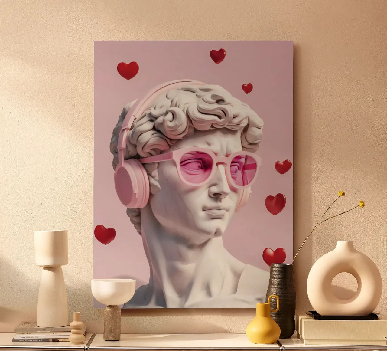 L'amore classico incontra quello moderno: Pink Pop David alluminio dibond da Modern Muse
