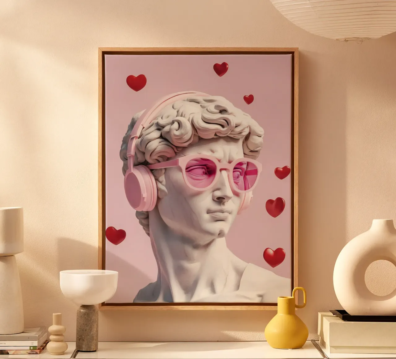 L'amore classico incontra quello moderno: Pink Pop David tela con Cornice a cassetta da Modern Muse