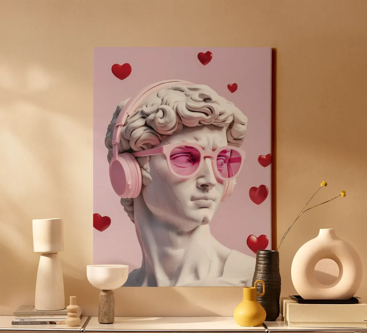 L'amore classico incontra quello moderno: Pink Pop David tela con Cornice a cassetta da Modern Muse