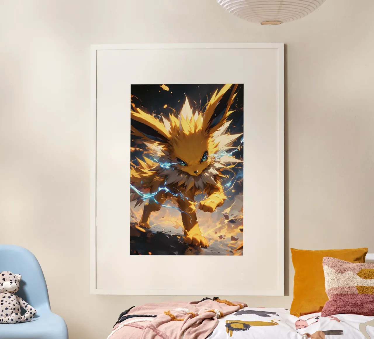 Jolteon Pokemon poster con telaio in alluminio da CreativeStudio