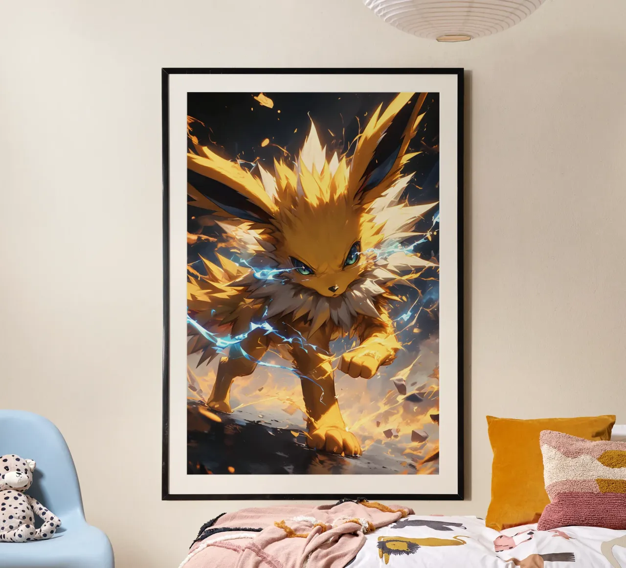 Jolteon Pokemon poster con telaio in alluminio da CreativeStudio