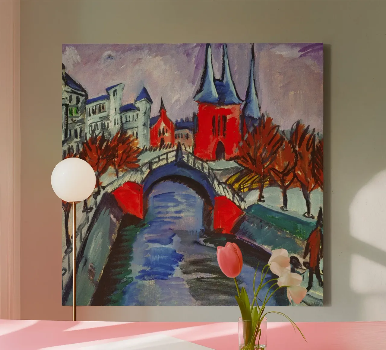 Ernst Ludwig Kirchner - Rode Elisabethoever, Berlijn canvas met Baklijst van ARTOTHEK