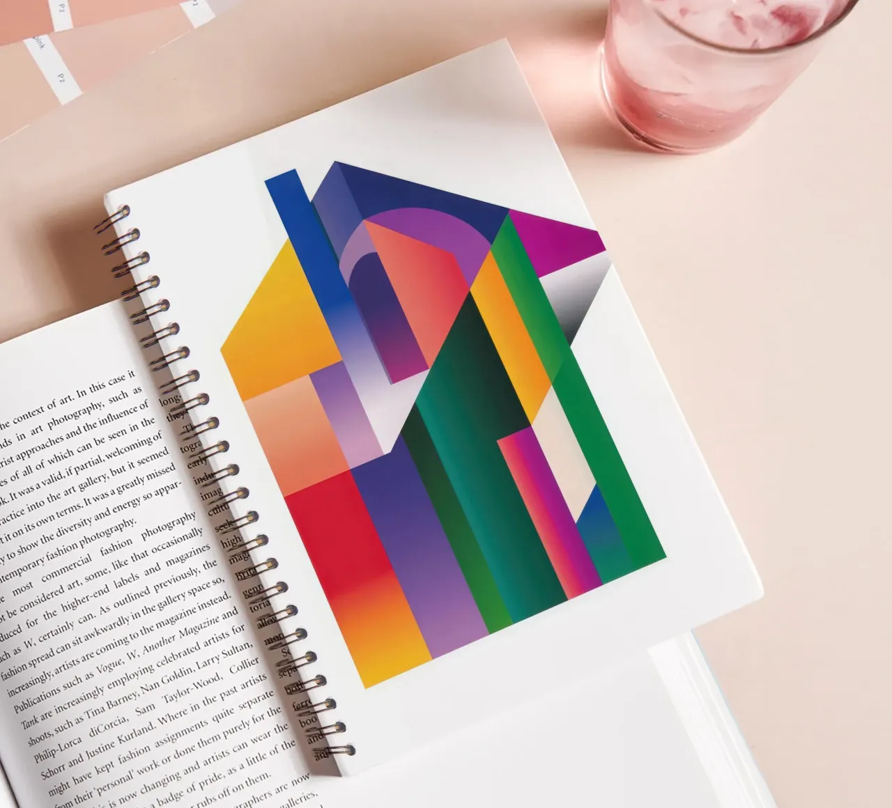 Colourful architectural shapes spiral notebook by Geometric