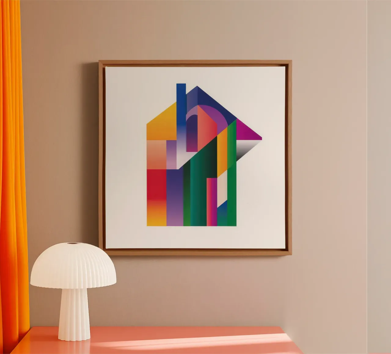 Forme architettoniche colorate tela con Cornice a cassetta da Geometric
