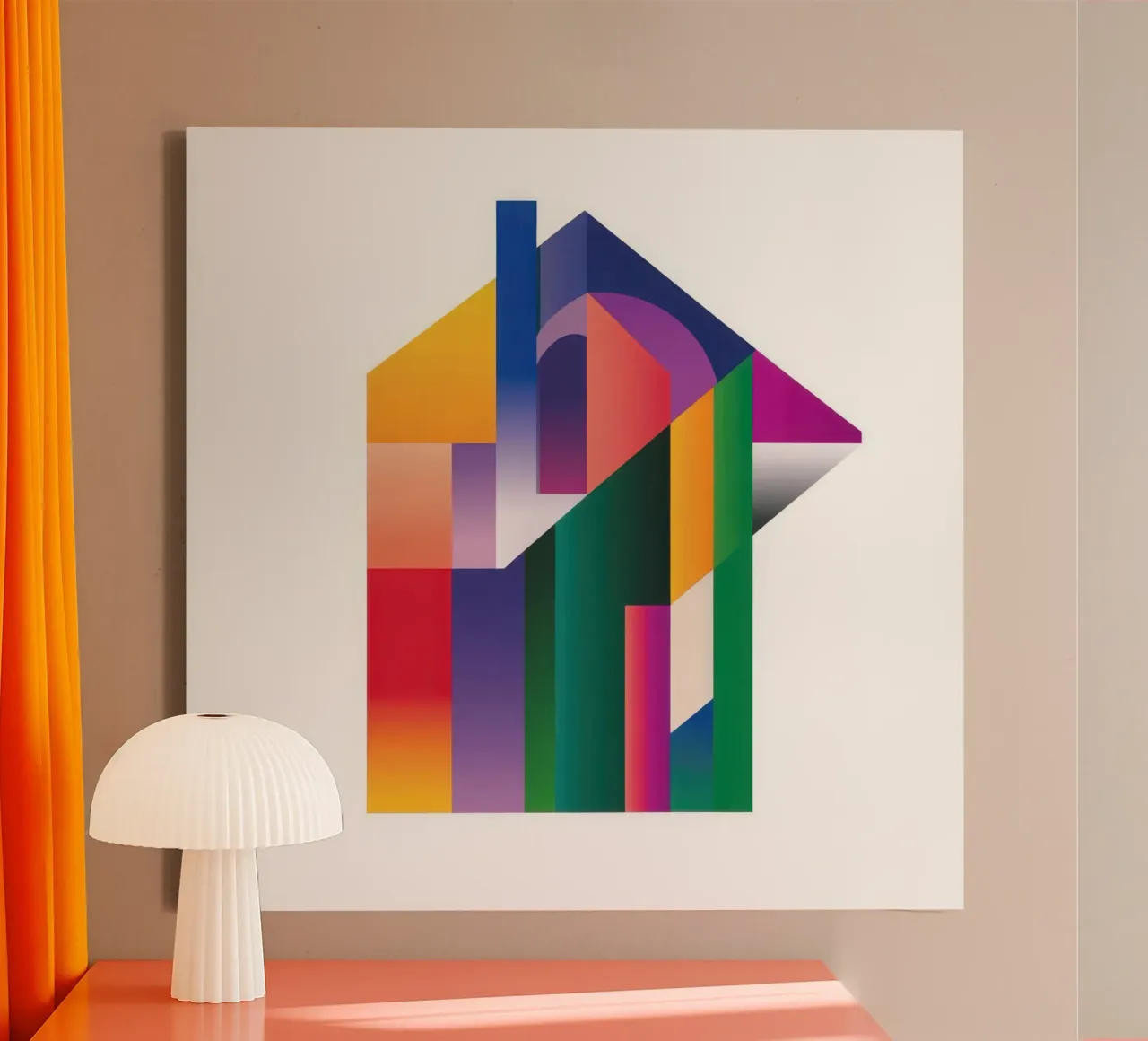 Forme architettoniche colorate tela con Cornice a cassetta da Geometric