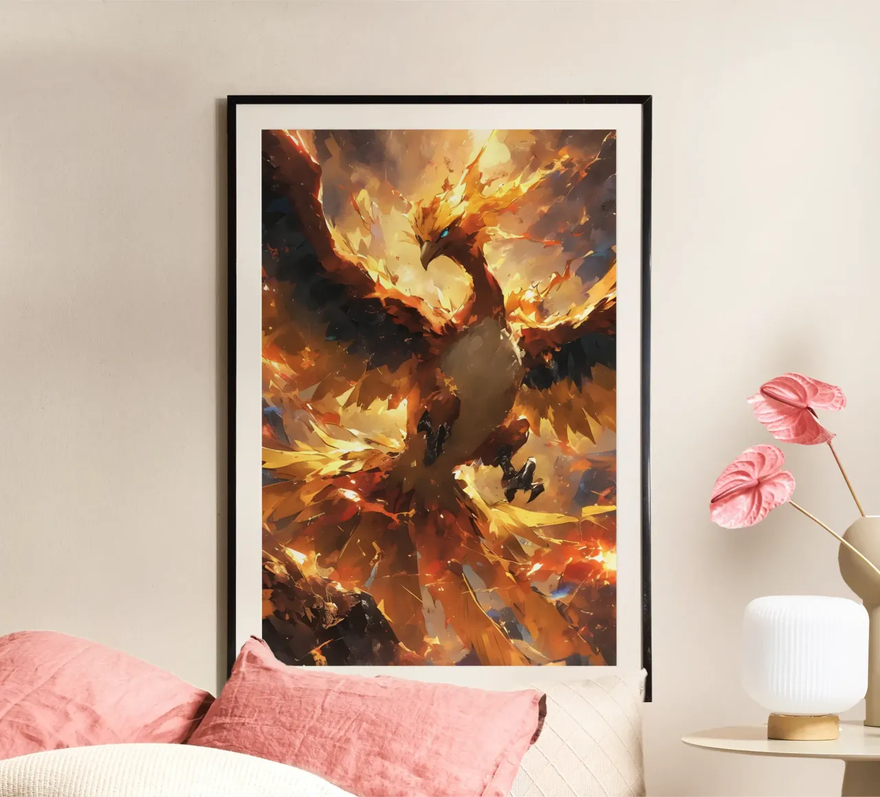 Moltres Pokemon poster con telaio in alluminio da CreativeStudio