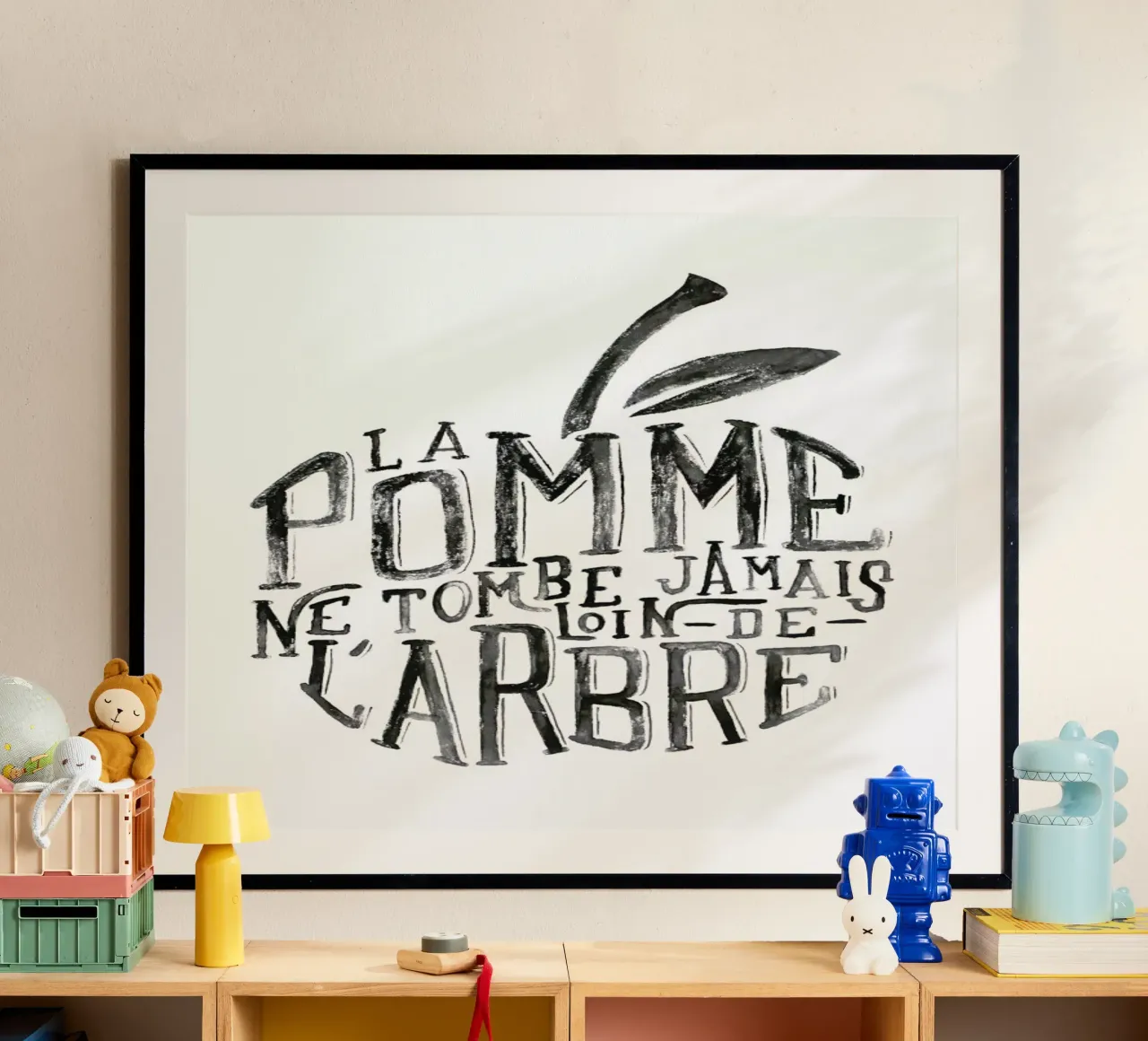 La pomme et l'arbre poster con telaio in alluminio da JONATTEND