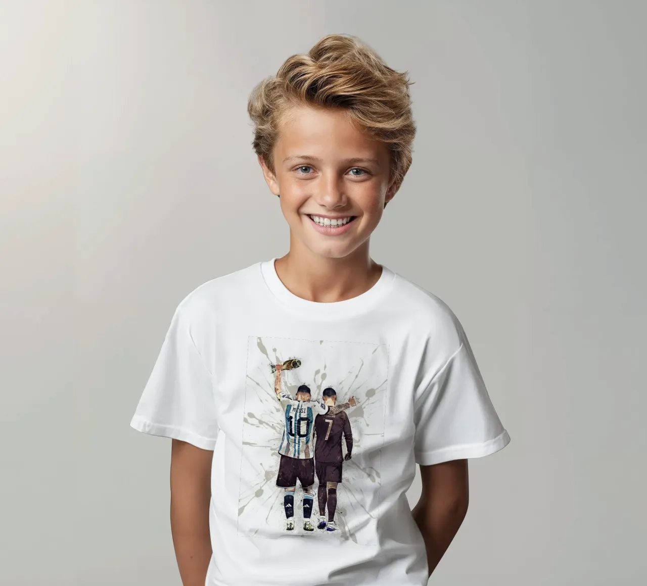 Messi And Ronaldo World Cup 2022 Kinder T-Shirt von tenten