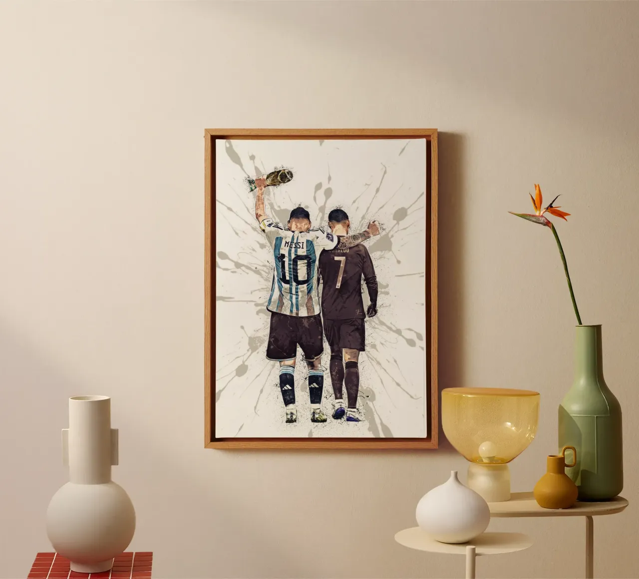 Messi And Ronaldo World Cup 2022 tela con Cornice a cassetta da tenten