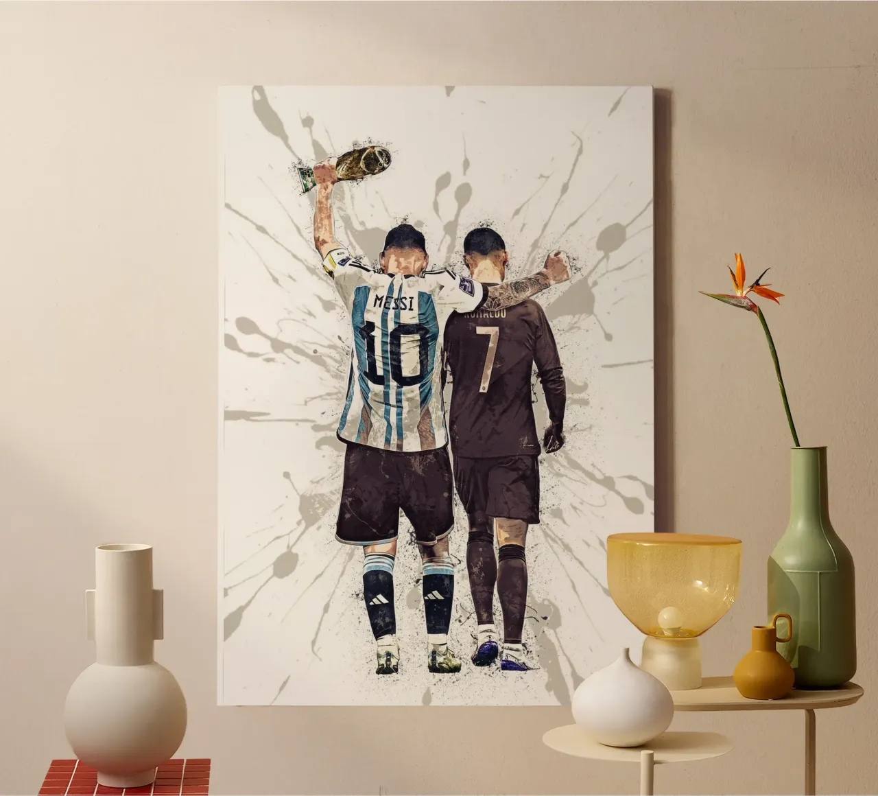Messi And Ronaldo World Cup 2022 tela con Cornice a cassetta da tenten