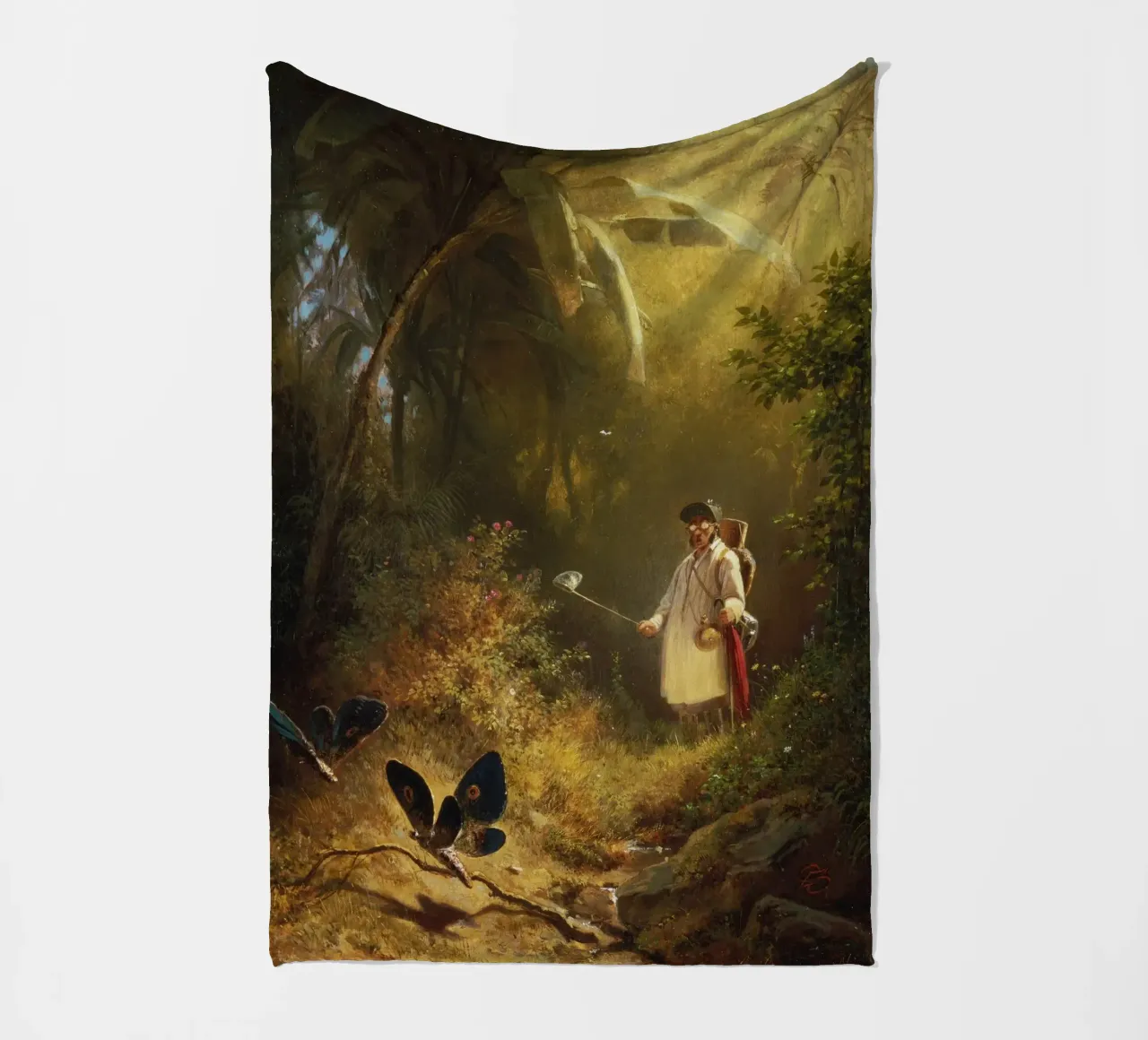 Carl Spitzweg - L'acchiappatore di farfalle coperta in pile da ARTOTHEK