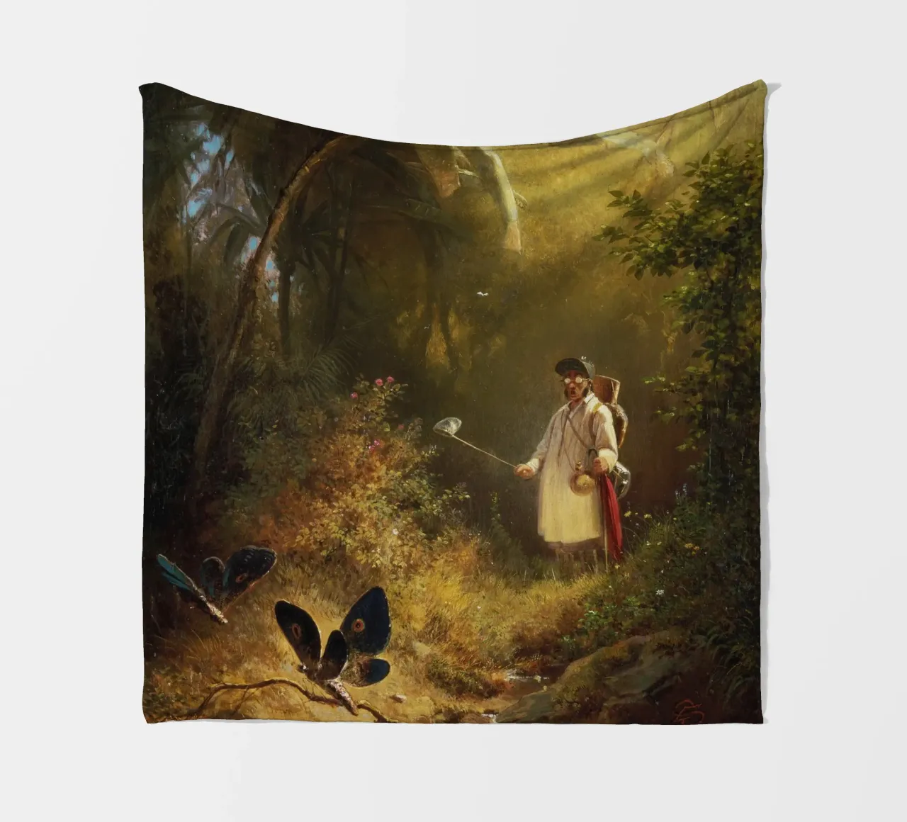 Carl Spitzweg - L'acchiappatore di farfalle coperta in pile da ARTOTHEK