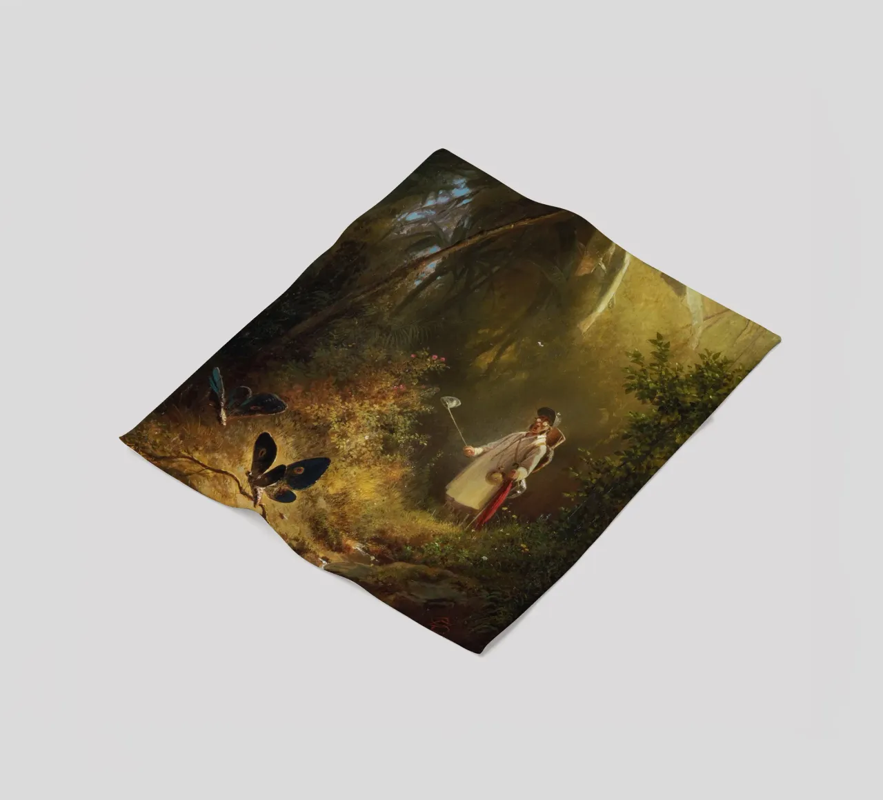 Carl Spitzweg - L'acchiappatore di farfalle coperta in pile da ARTOTHEK