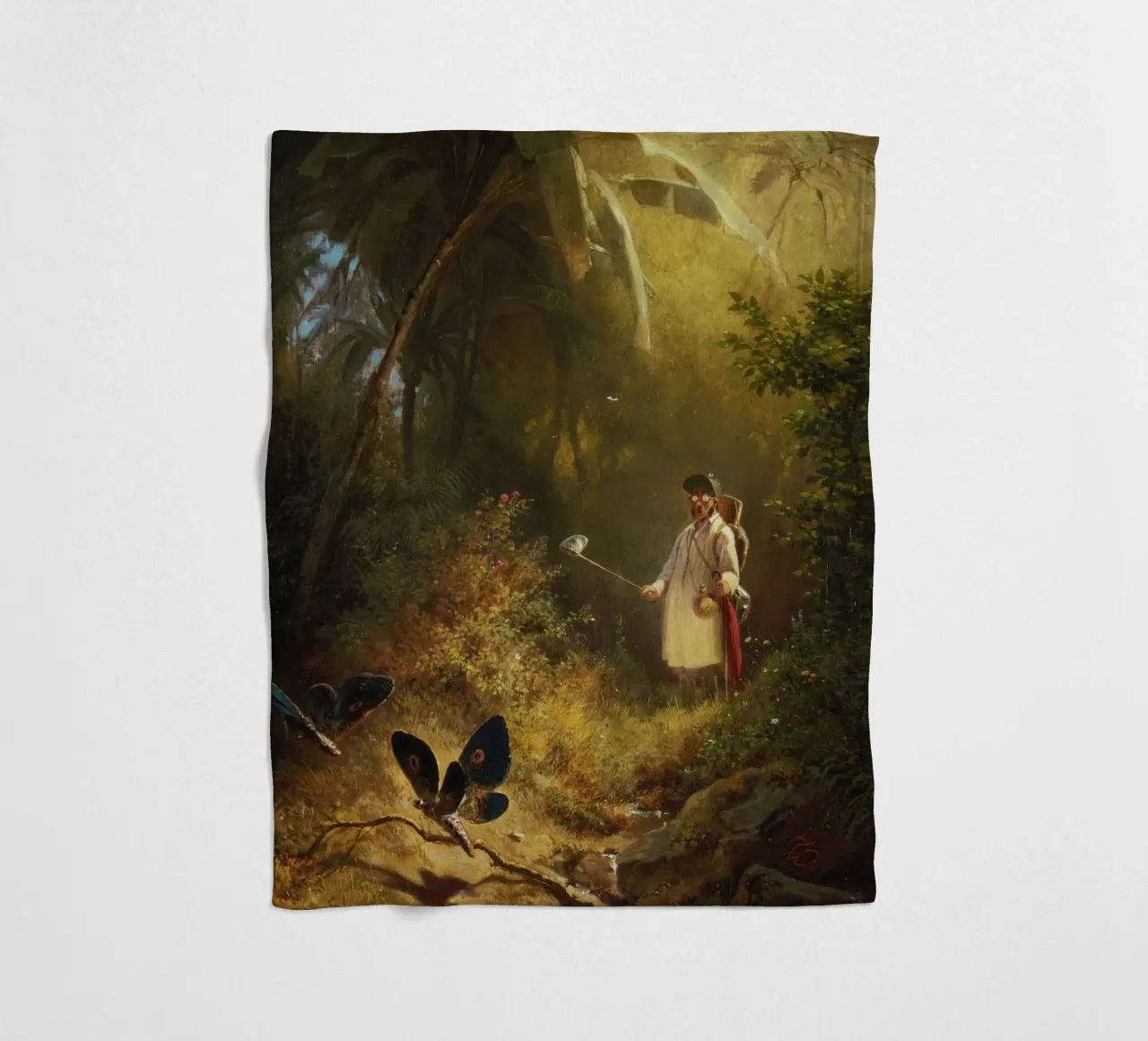 Carl Spitzweg - L'acchiappatore di farfalle coperta in pile da ARTOTHEK