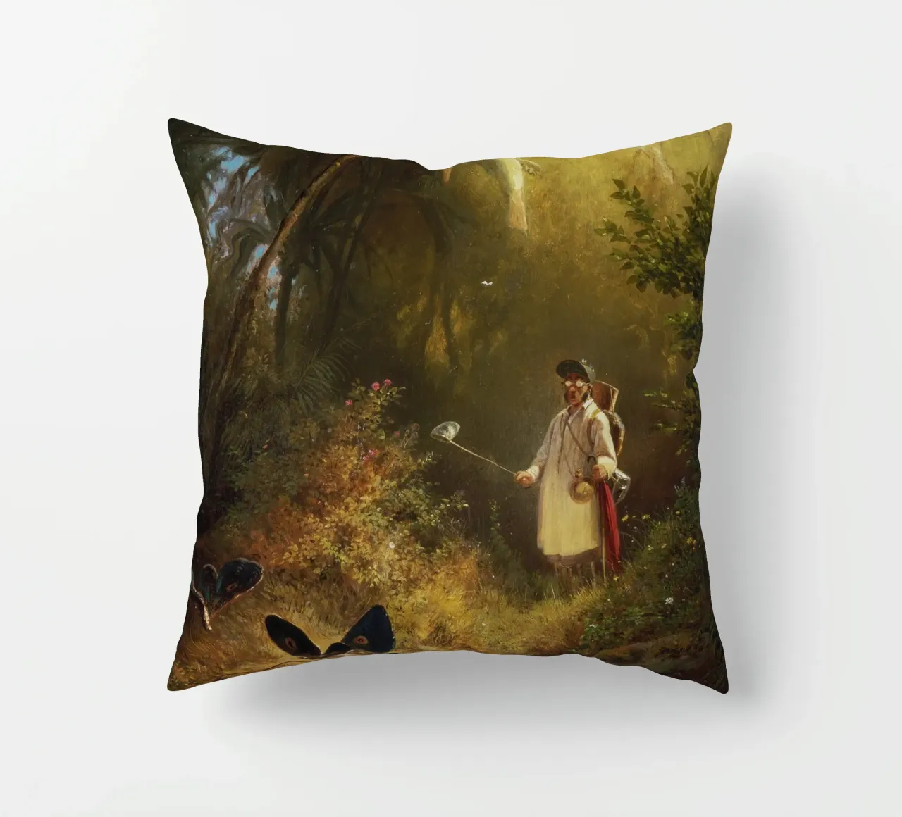 Carl Spitzweg - L'acchiappatore di farfalle cuscino da ARTOTHEK