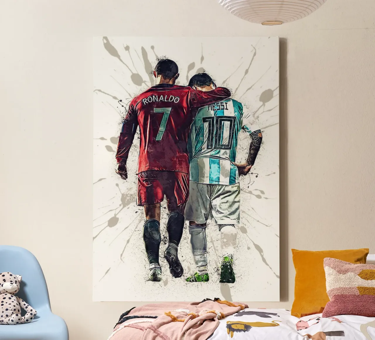 Messi And Ronaldo World Cup canvas met Baklijst van tenten