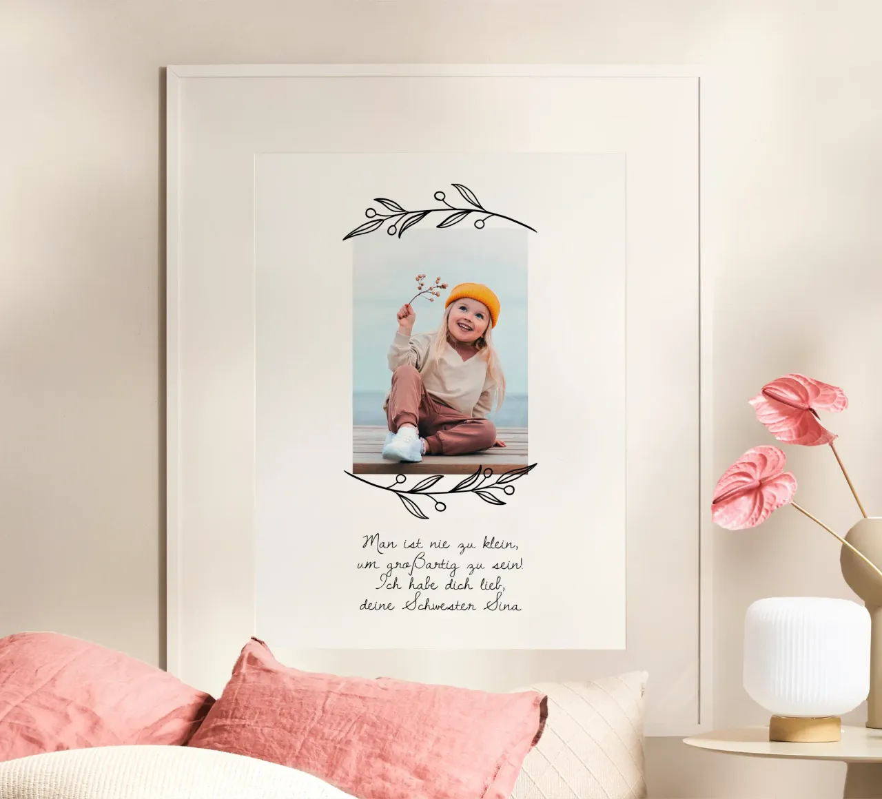 Kleine & große Geschwister poster con telaio in plastica da WORTSPIEL