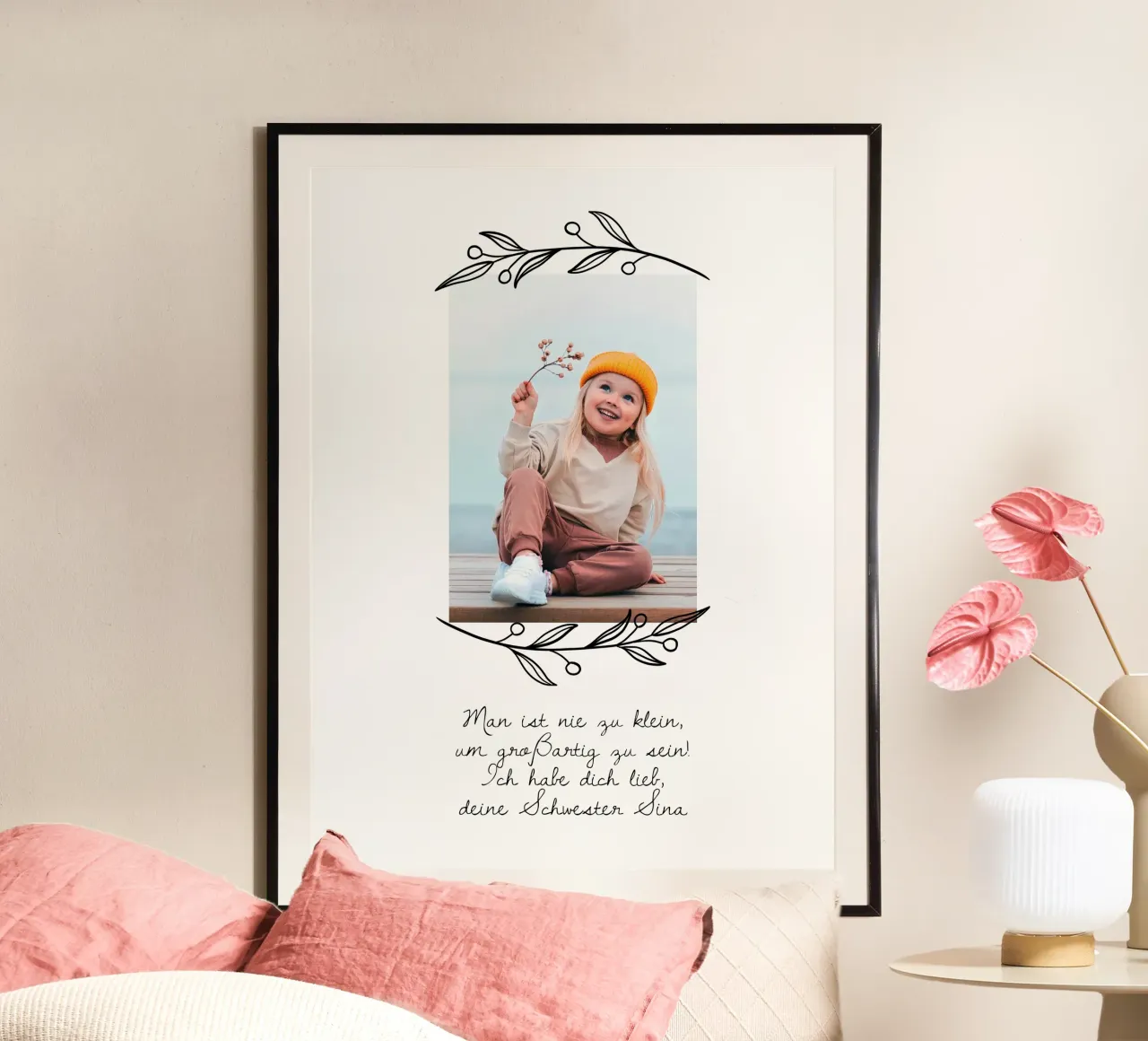 Kleine & große Geschwister poster con telaio in plastica da WORTSPIEL