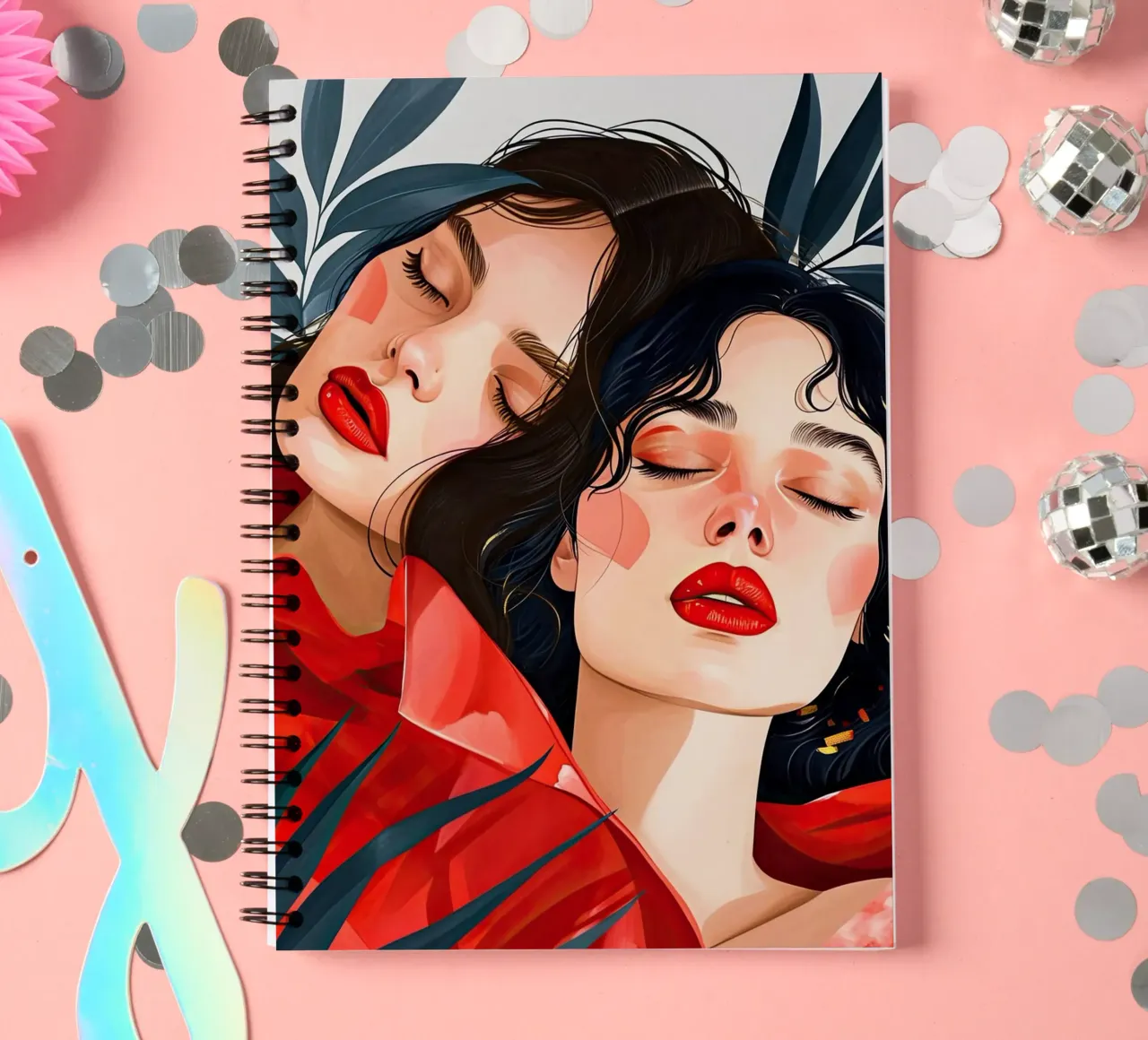 Love is in the air watercolor digital painting spiral notebook by Justyna Jaszke JBJart