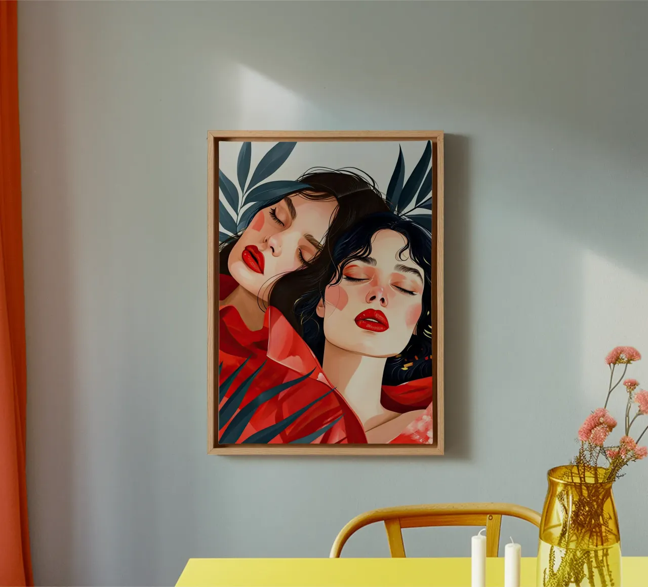 L'amore è nell'aria pittura digitale ad acquerello tela con Cornice a cassetta da Justyna Jaszke JBJart