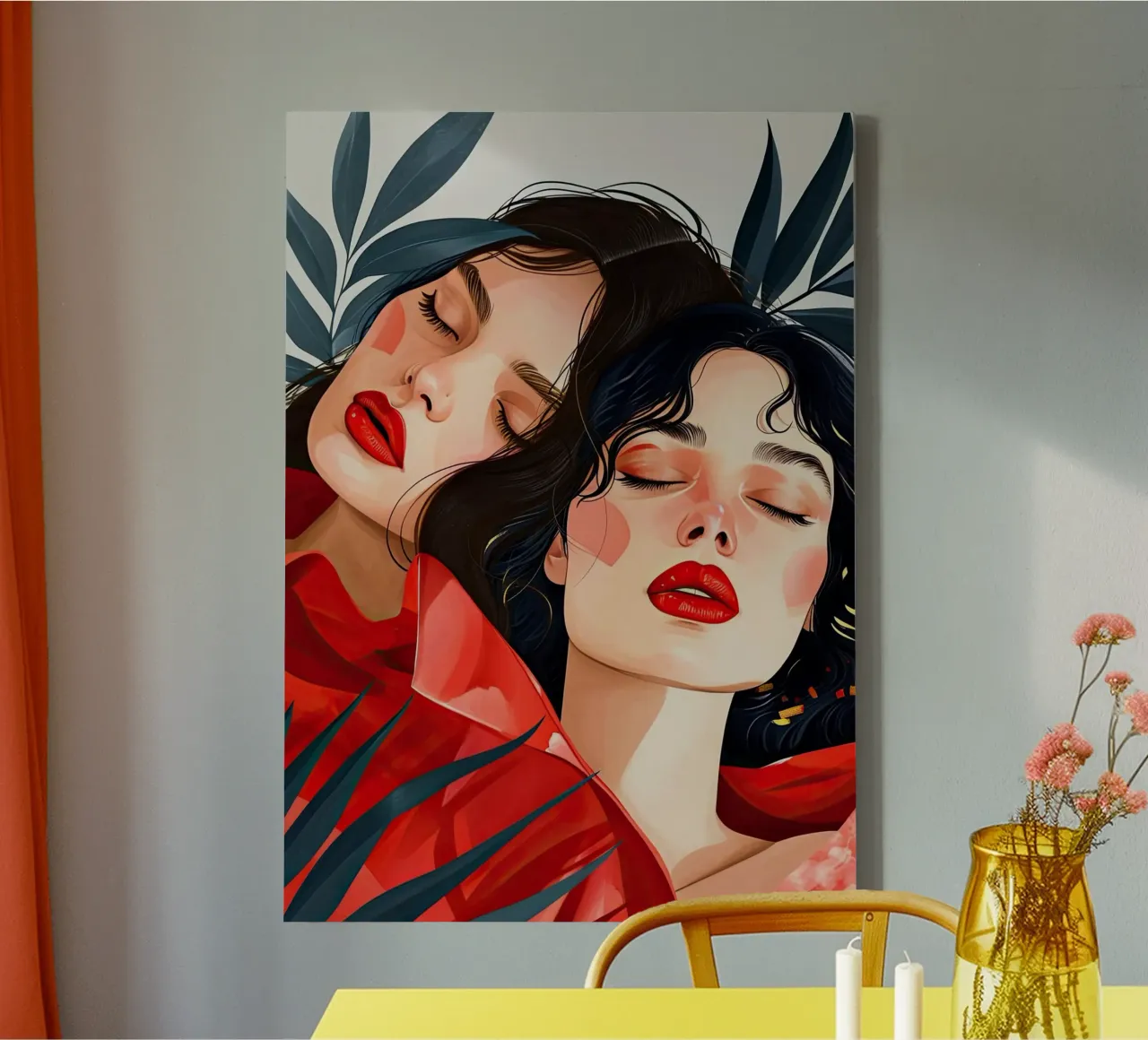 L'amore è nell'aria pittura digitale ad acquerello tela con Cornice a cassetta da Justyna Jaszke JBJart