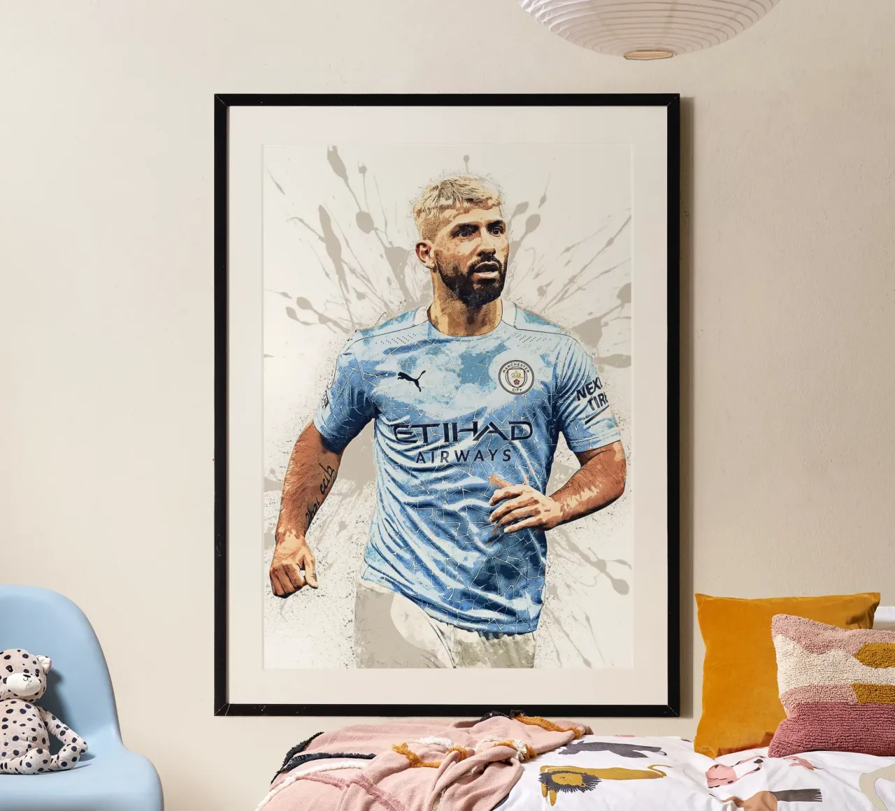 Sergio Aguero poster con telaio in legno da tenten